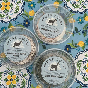 Image of different cups of pure luck's fresh goat cheese
