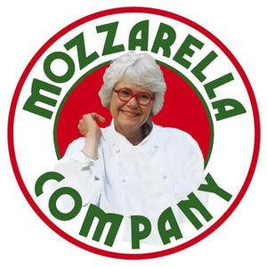 This is an image of the logo of Mozzarella Company that includes an image of Paula Lambert the founder.
