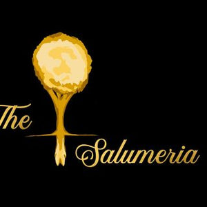 This image is the logo for The Salumeria which is text and a picture of an oak tree.