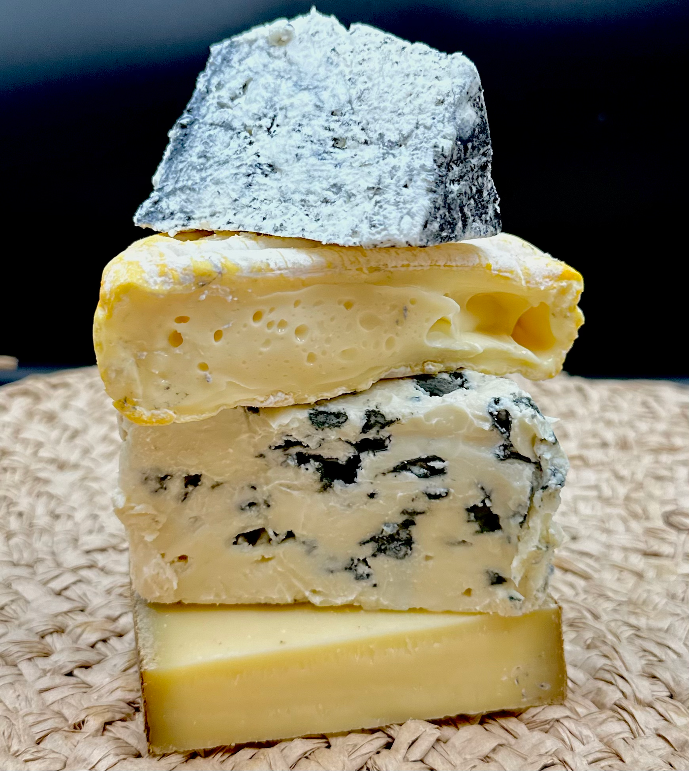 French Cheese stacked upon each other