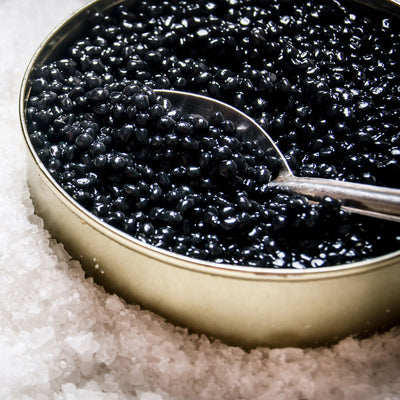 caviar in a tin with salt
