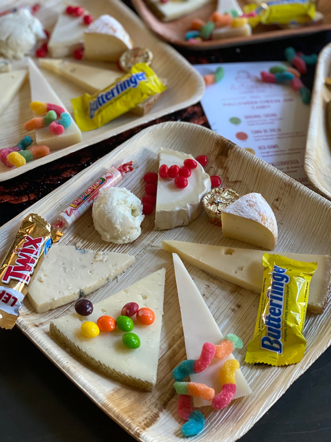 Cheese and Halloween Candy Plated for event