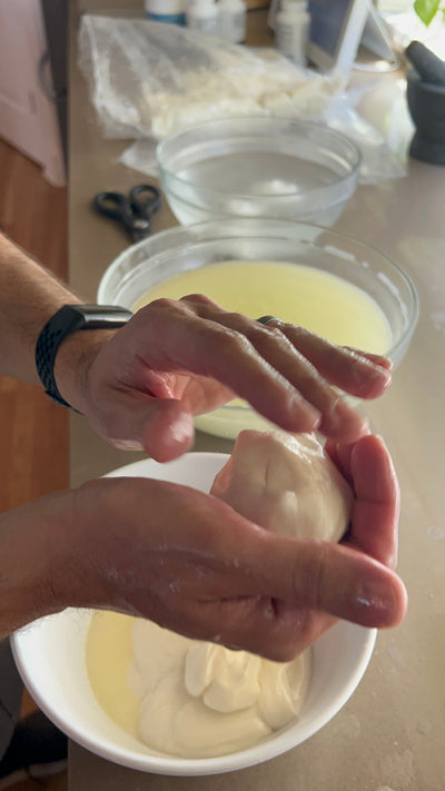 John Antonelli making fresh mozzarella