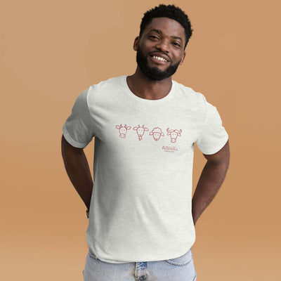 Unisex t-shirt with animal milk types design, soft and lightweight fabric.