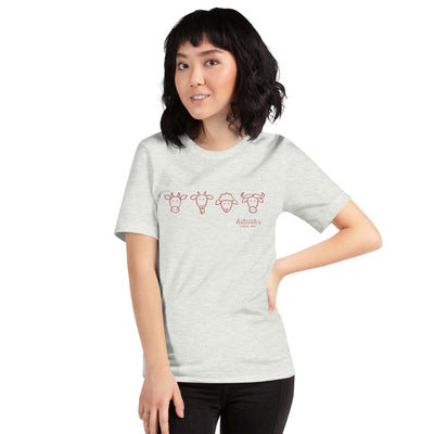 Unisex t-shirt featuring animal milk designs, soft and comfortable cotton blend.