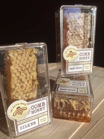 Two Hives small honeycomb with raw Central TX honey.