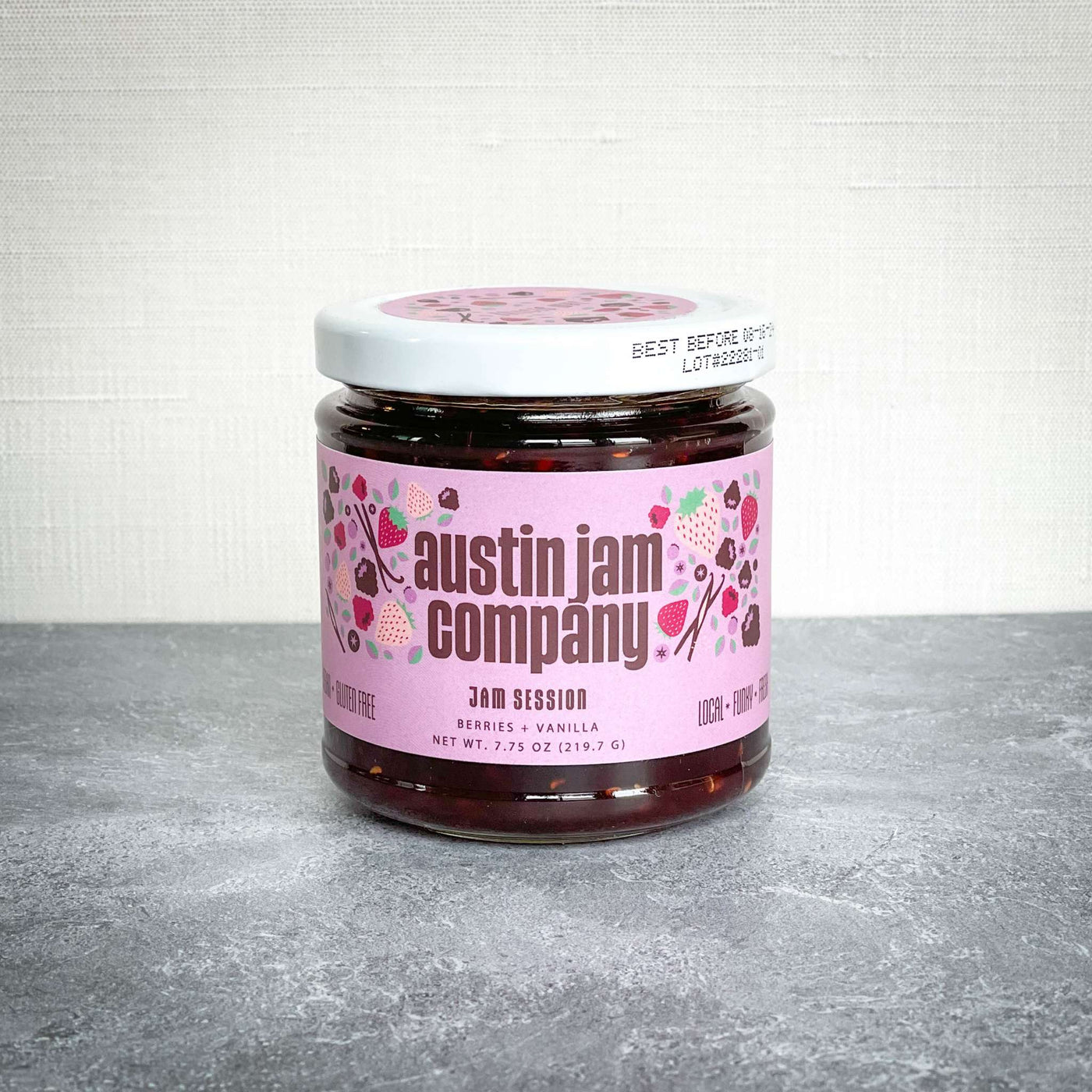 JAM SESSION by Austin Jam Company, Texas strawberry and organic berry blend.