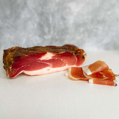 SPECK ALTO ADIGE Mitica Italian dry-cured smoked pork hind leg.