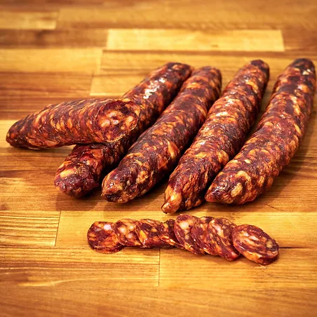 Pequin sausage by Adagio Salumi in Austin, TX, made from pork.