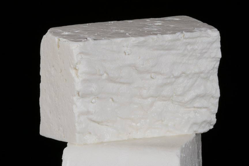 Feta cheese from Pure Luck Dairy, Dripping Springs, TX, fresh pasteurized goat milk.