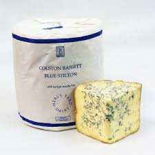 STILTON Colston-Basset British Isles blue cheese with natural rind and creamy texture.